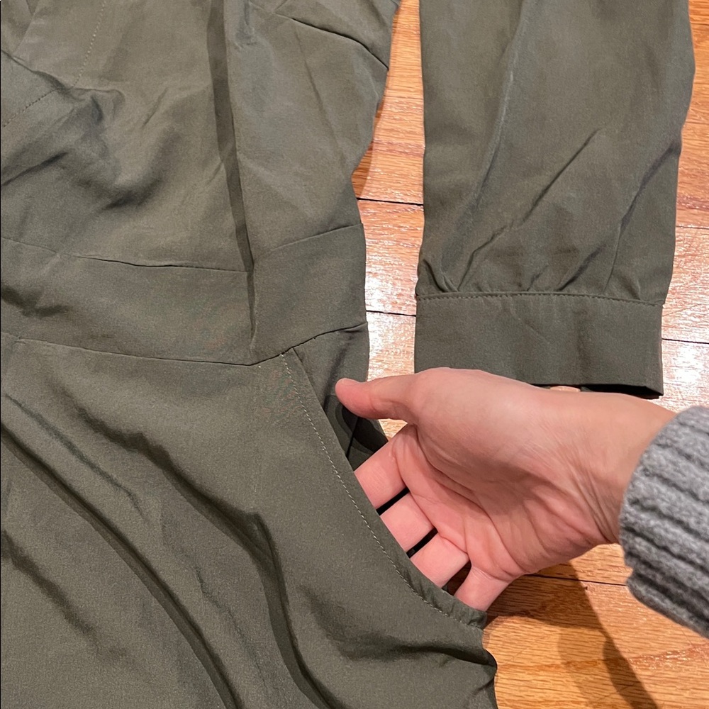 Flowy Elegant Olive Green Maxi Wrap Dress with Tie - Picture 3 of 9